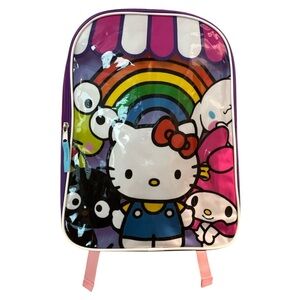 Sanrio NWT Backpack with Rainbow and Hello Kitty Characters - Purple, Pink, Blue